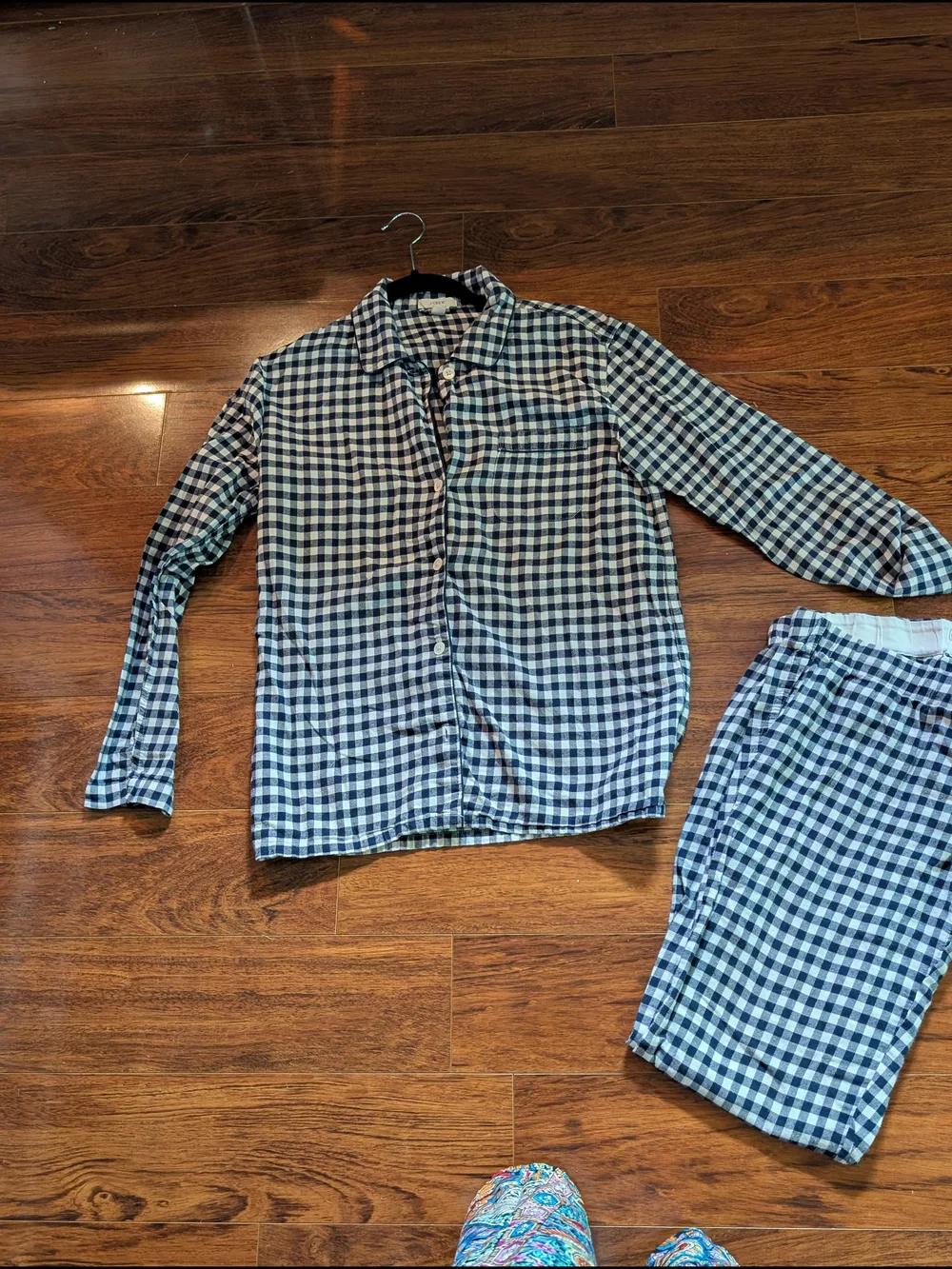 J. Crew Blue and White Gingham Pajama Set- Sz XS